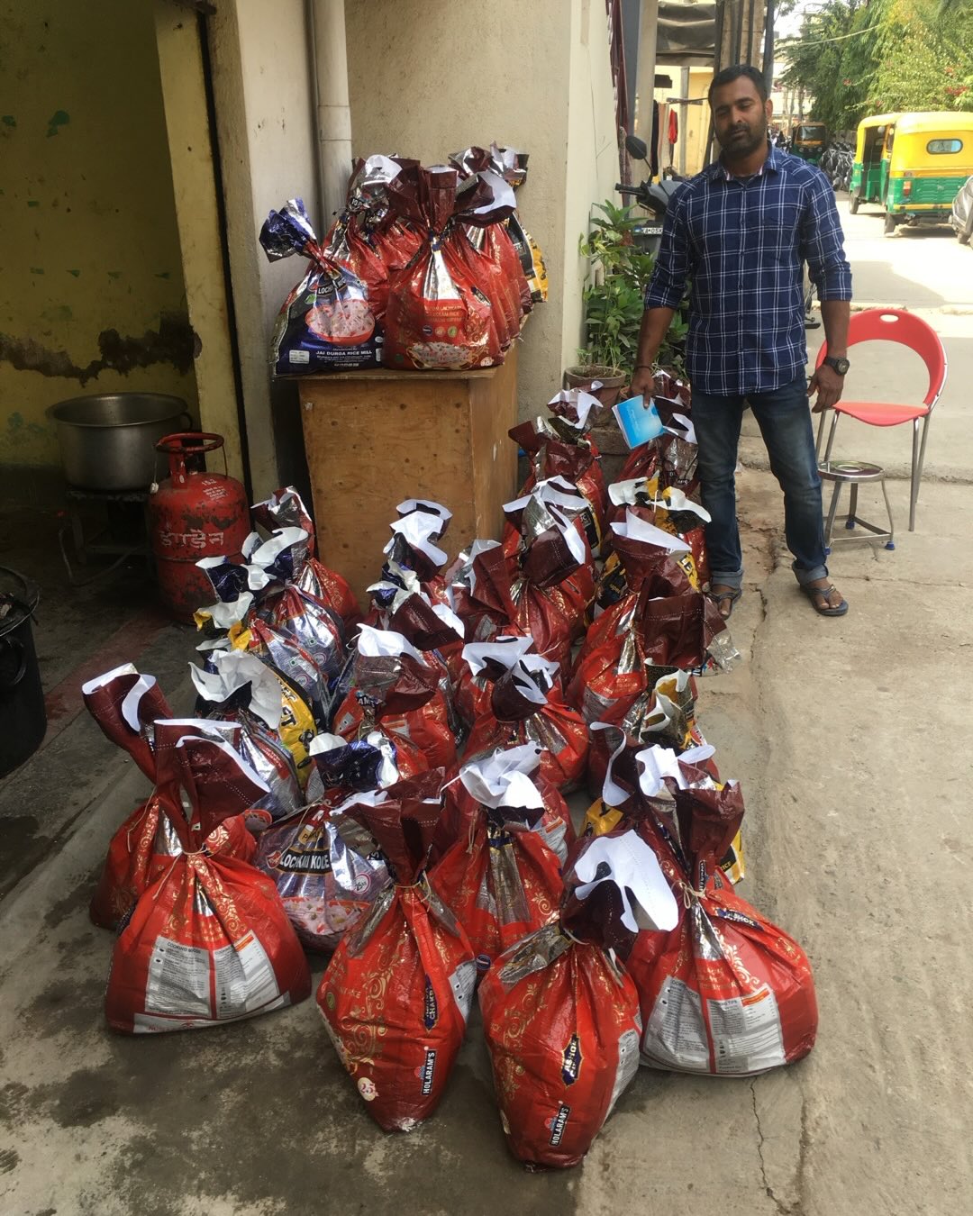 Grocery and ration kits packed and ready for delivery